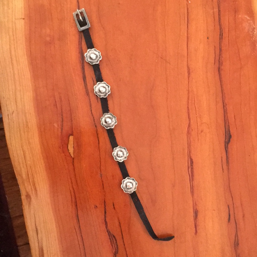 Vtg silver and leather bracelet